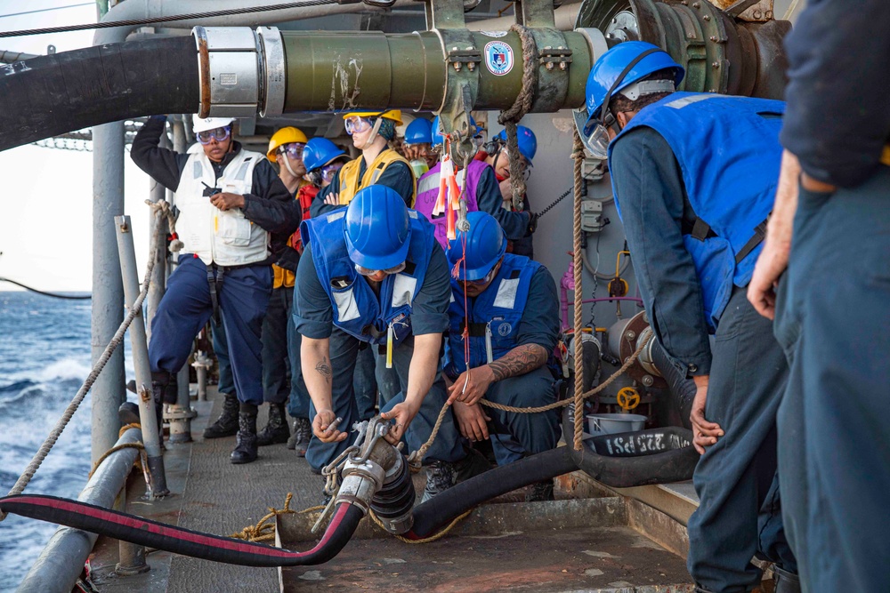 USS Normandy Conducts a Replenishment-at-Sea