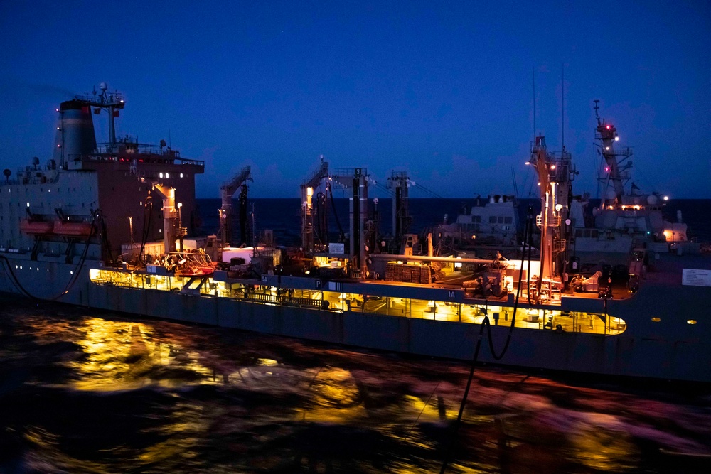 USS Normandy Conducts a Replenishment-at-Sea