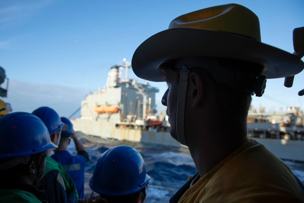 USS Normandy Conducts a Replenishment-at-Sea