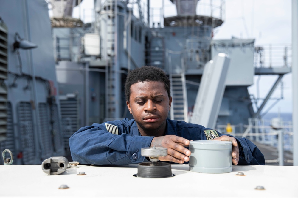 USS Normandy Conducts a Replenishment-at-Sea