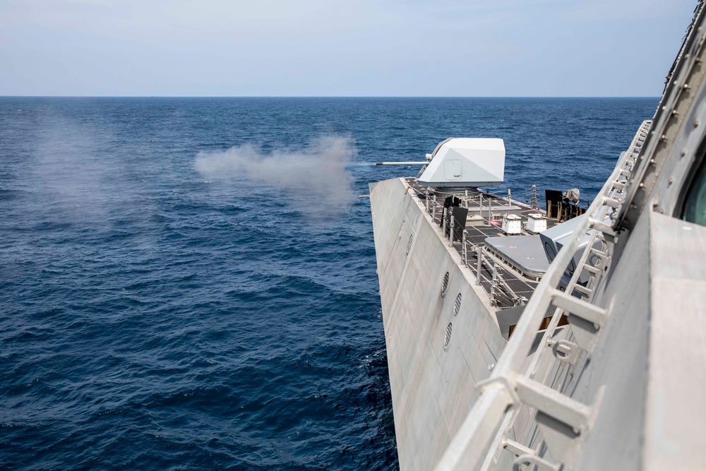 USS Charleston conducts live-fire exercise in the Indian Ocean