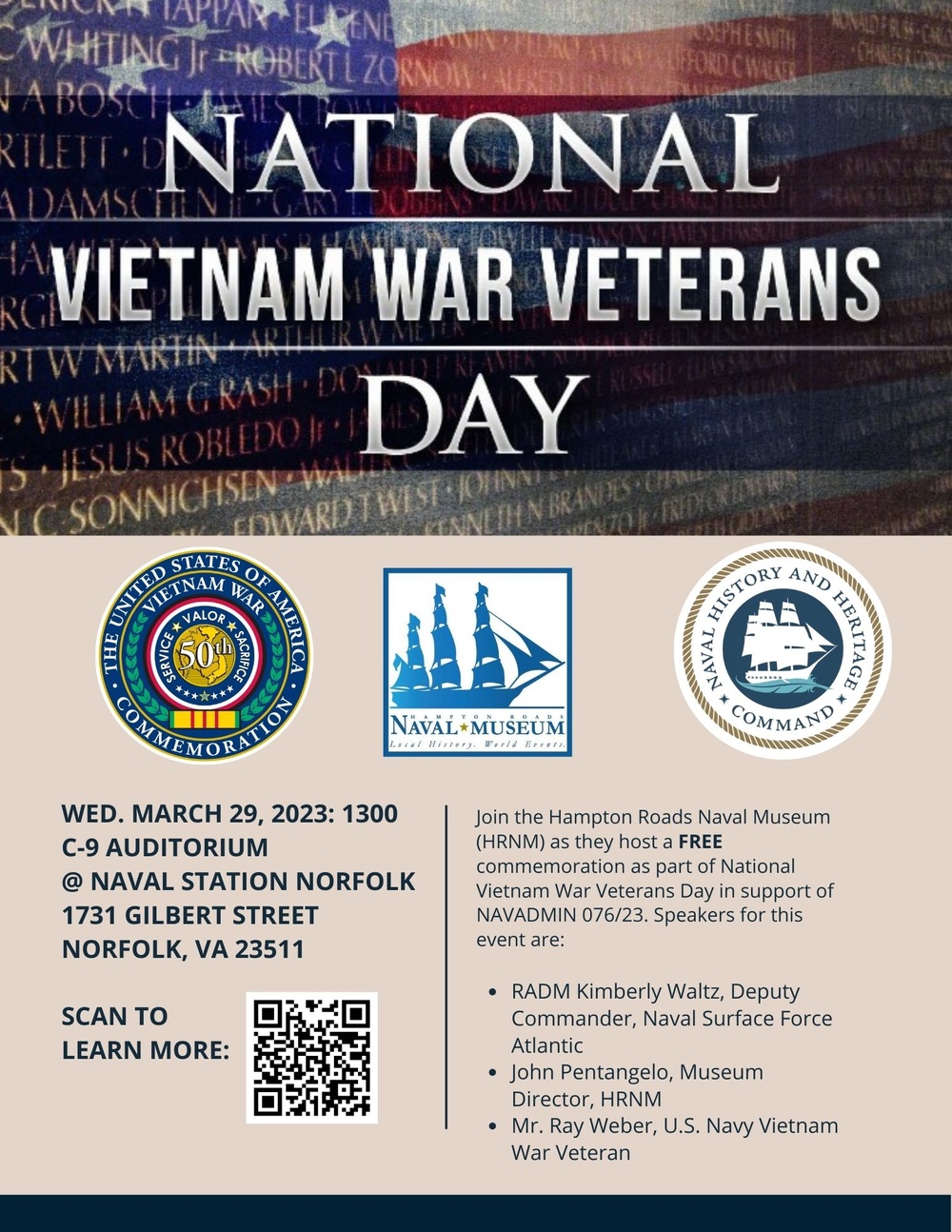 Naval Museum to host National Vietnam War Veterans Day event