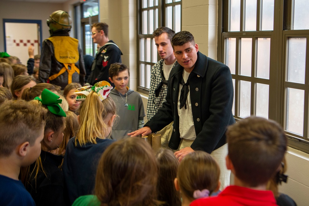 USS Constitution crew speaks at elementary school