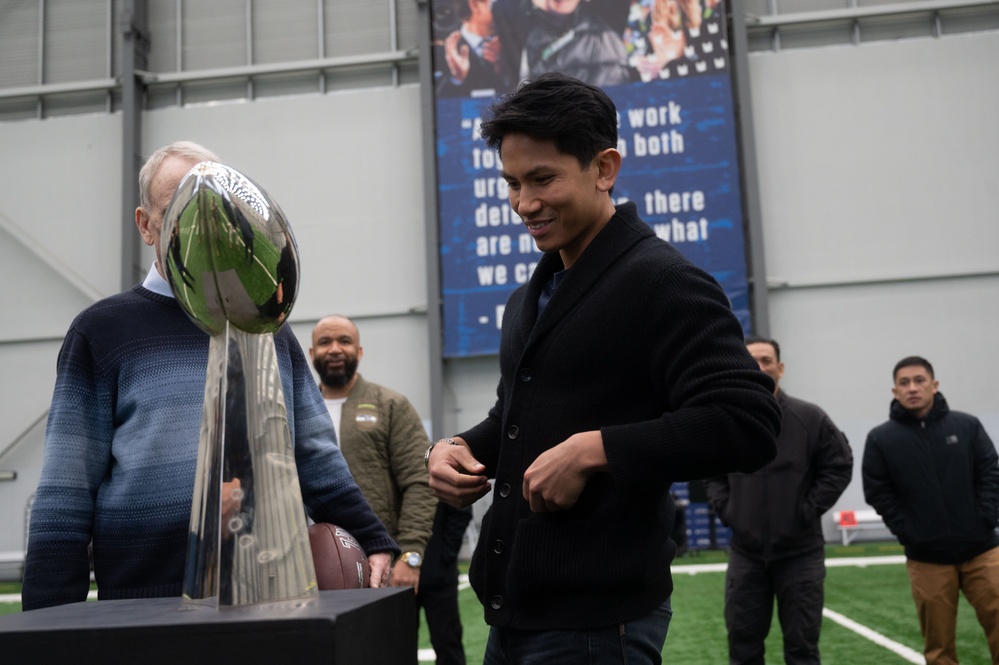 Prince Abdul Mateen of Brunei tours Seattle Seahawks training facility