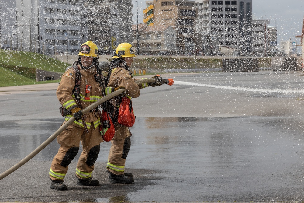 Fire Drill | Camp Kinser Firefighters Conduct Training