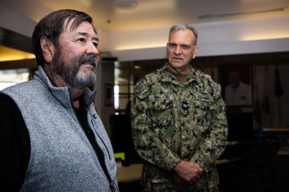 The family of Robert E. Bush visits the Robert E. Bush Naval hospital