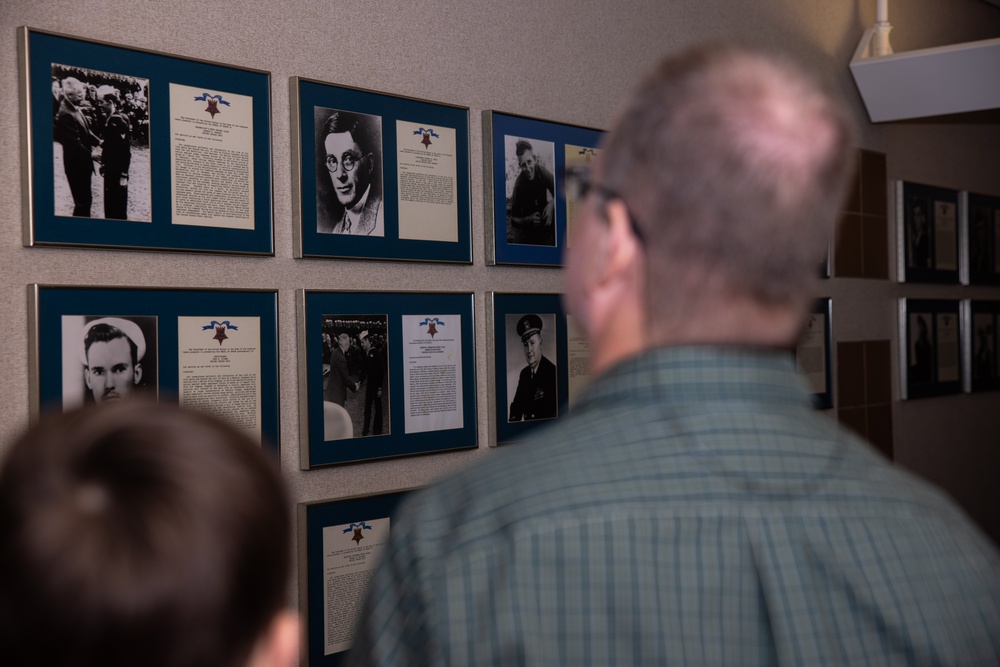 The family of Robert E. Bush visits the Robert E. Bush Naval hospital