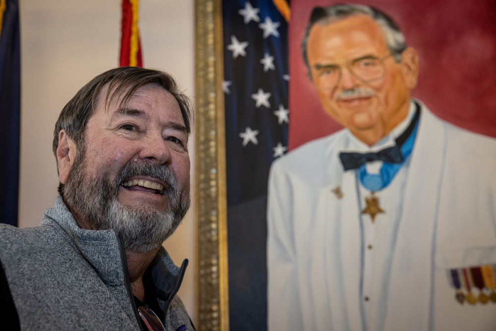 The family of Robert E. Bush visits the Robert E. Bush Naval hospital