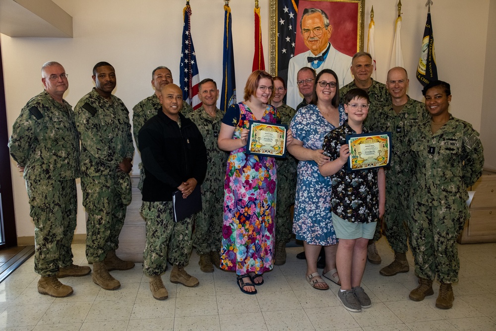 The family of Robert E. Bush visits the Robert E. Bush Naval hospital