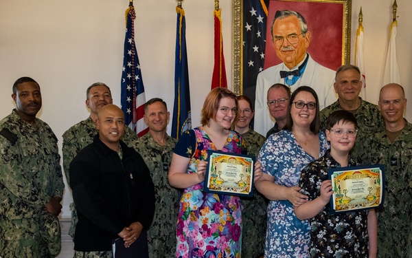 The family of Robert E. Bush visits the Robert E. Bush Naval hospital