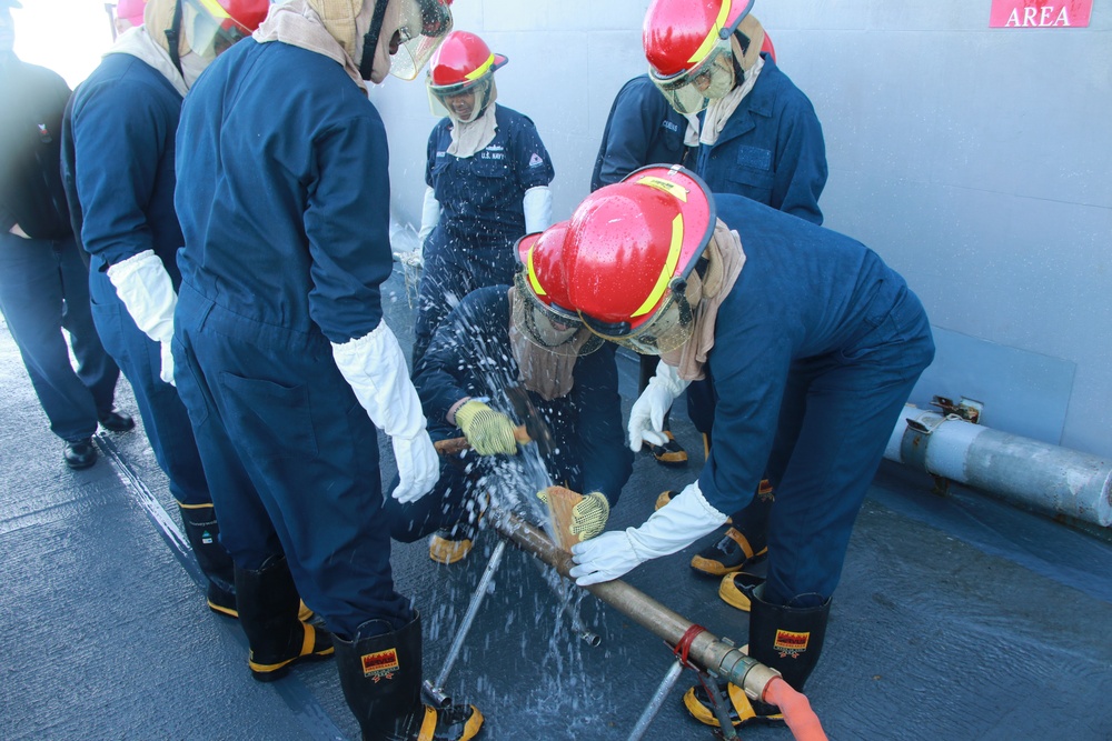 USS Princeton (CG 59) Sailors Participate in Damage Control Drill