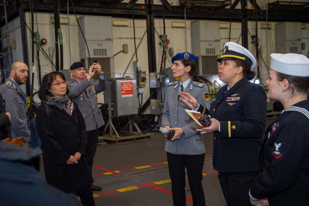 USS Ronald Reagan (CVN 76) Sailors host tour for German Minister of Defense