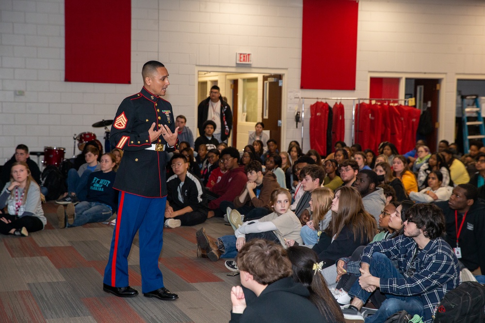 6th Marine Corps District Marines visit Clinton High School