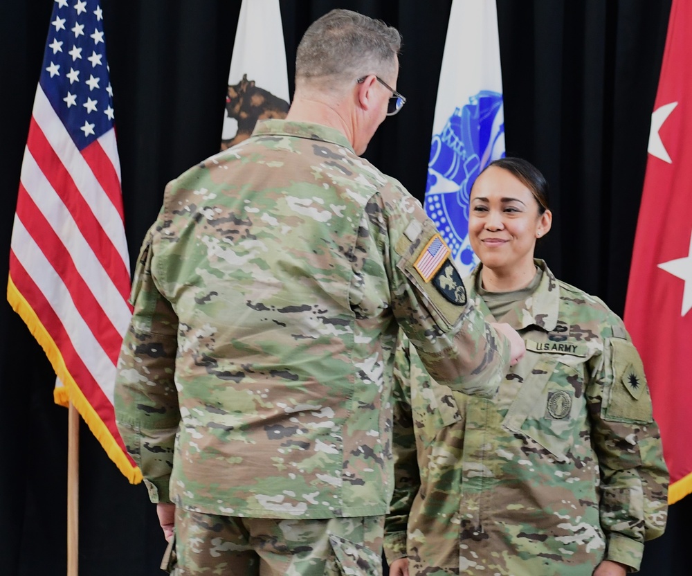 1st Filipino General officer in the Cal Guard, Brig. Gen. Marlena A. DeCelle pins one-star