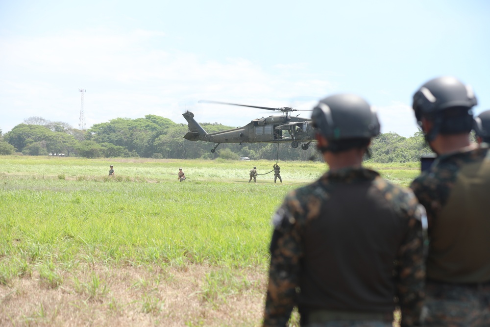 Navy SEALs conduct Fast Rope Insertion/Extraction System (FRIES) training with Guatemalan Naval Special Forces