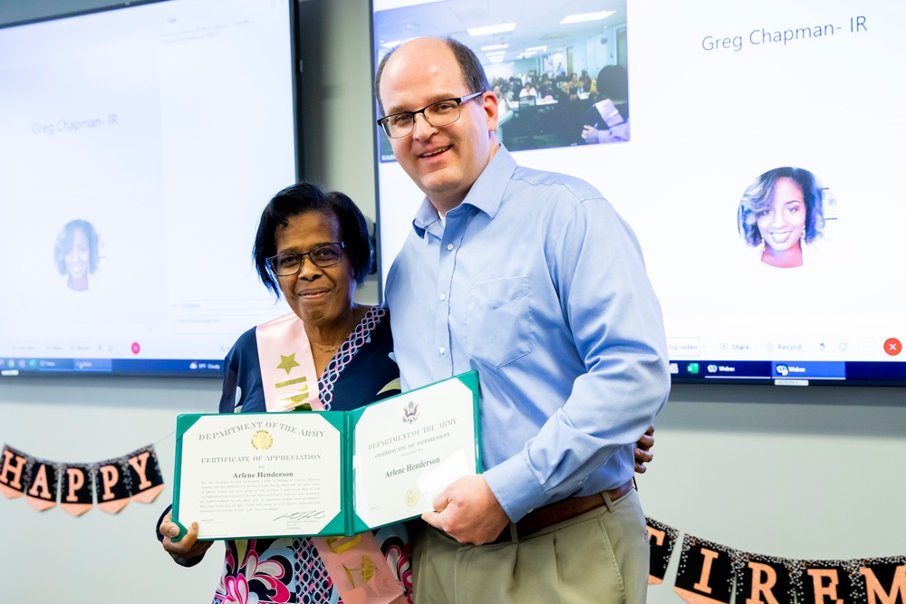 Arlene's retirement certificate