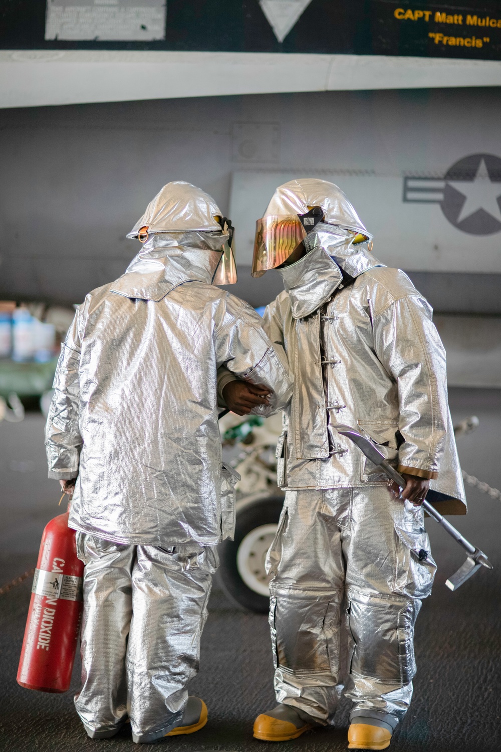 George Washington Sailors run Crash and Recovery Drill