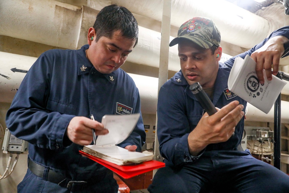 USS Milius (DDG 69) Conducts Engineering Training Drills