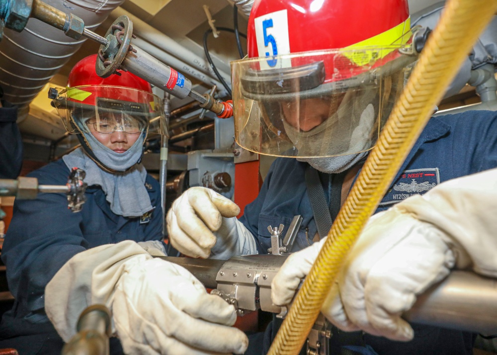 Damage Control Drill Aboard Shiloh