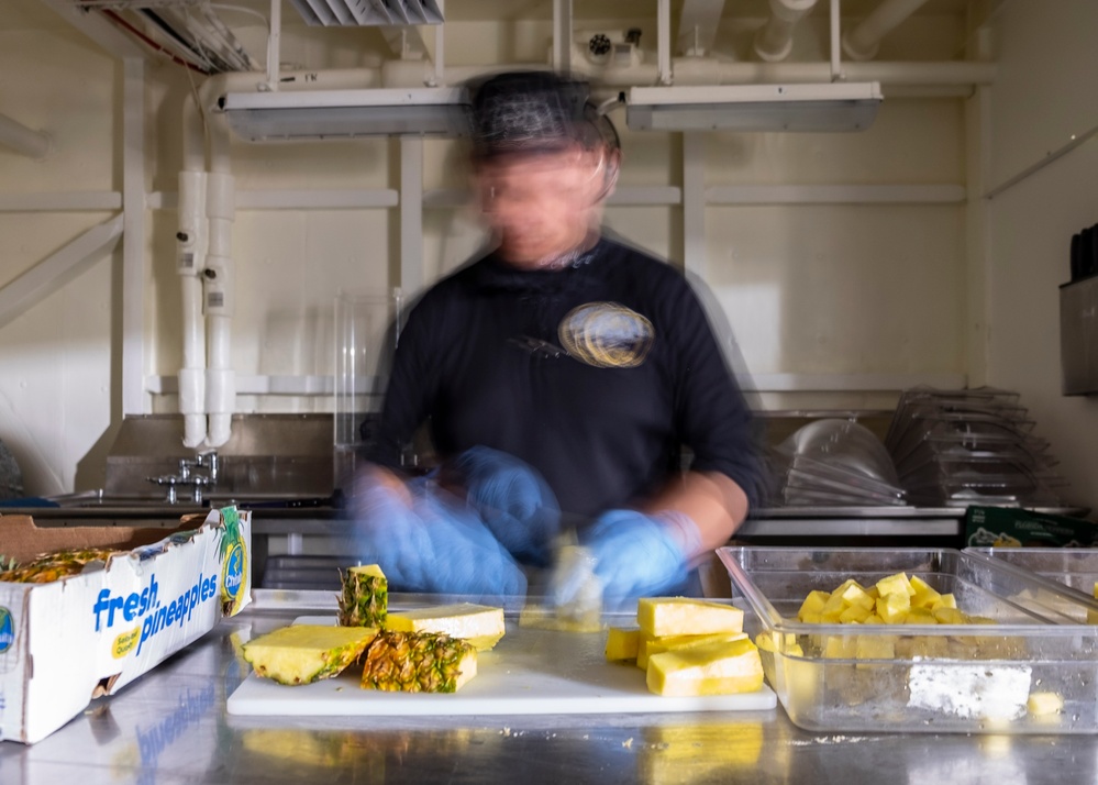 Forward Galley Prepares Breakfast
