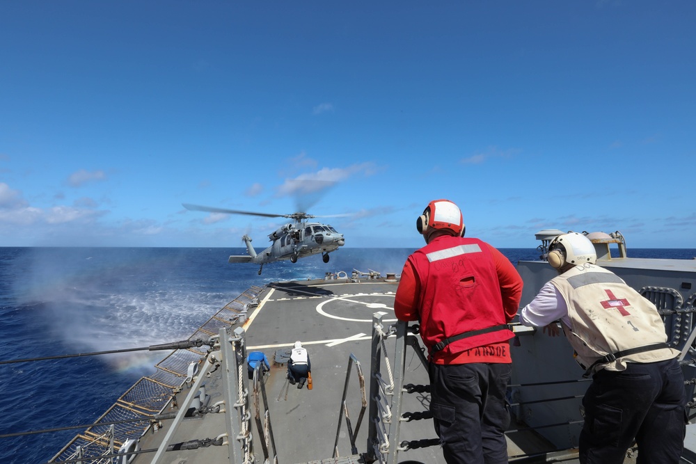 USS Ramage (DDG 61) conduct flight operations