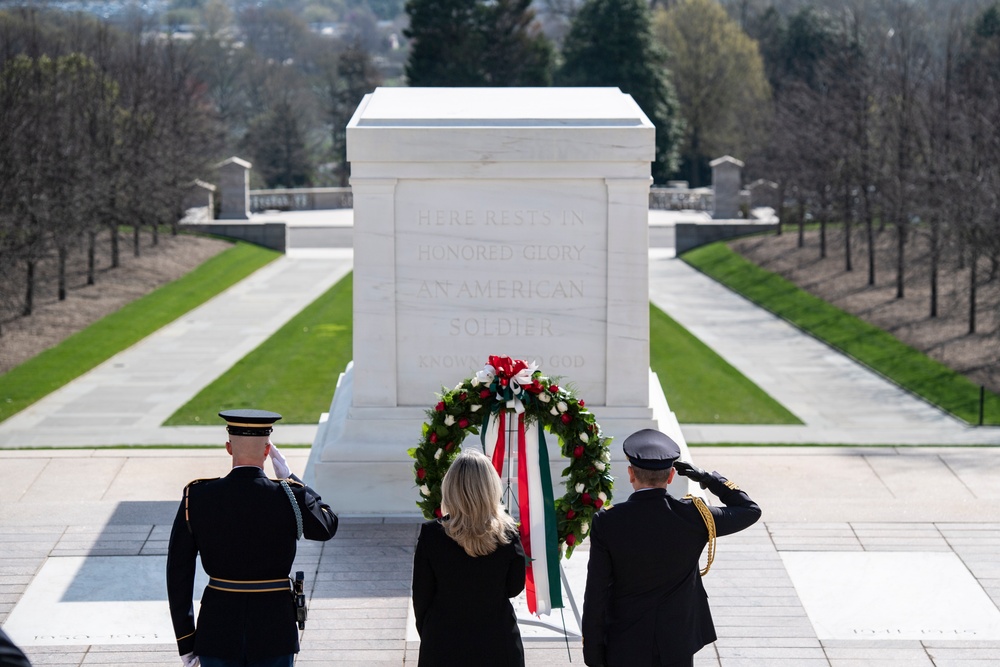 A Public Wreath-Laying is Conducted at the Tomb of the Unknown Soldier to commemorate the 100th Anniversary of the Foundation of the Italian Air Force