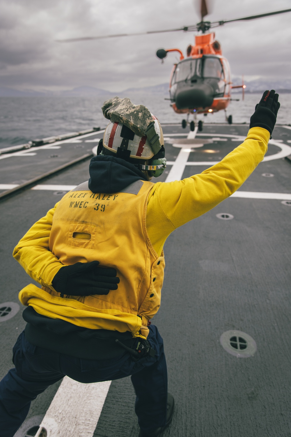 Coast Guard Cutter Alex Haley crew conducts flight operations near Kodiak, Alaska