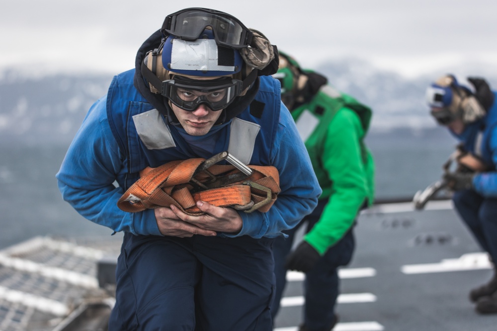 Coast Guard Cutter Alex Haley crew conducts flight operations near Kodiak, Alaska