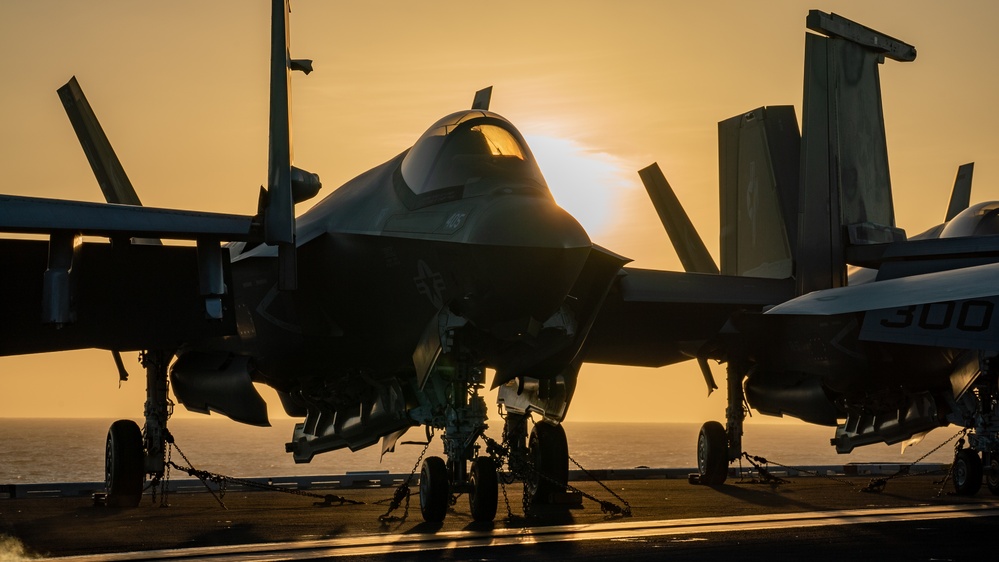 USS Carl Vinson (CVN70) Stows Aircraft on the Flight Deck