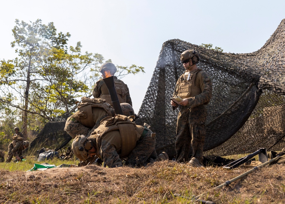 BLT 2/4 Fires 81 mm mortars during Exercise Cobra Gold 23