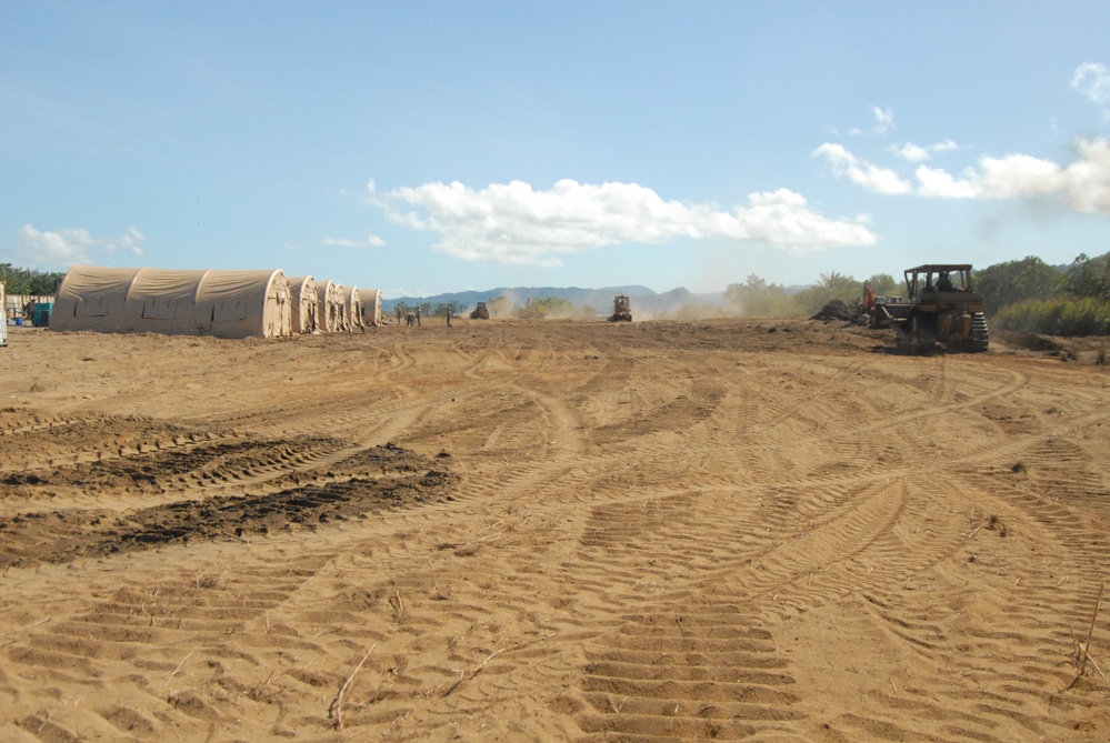 Balikatan 23 l Sailors construct the life support area in preparation for CJLOTS