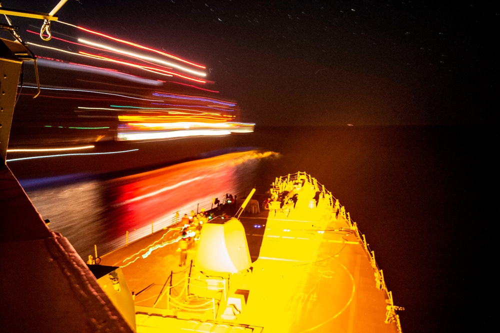 USS Paul Hamilton RAS with USNS Amelia Earhart