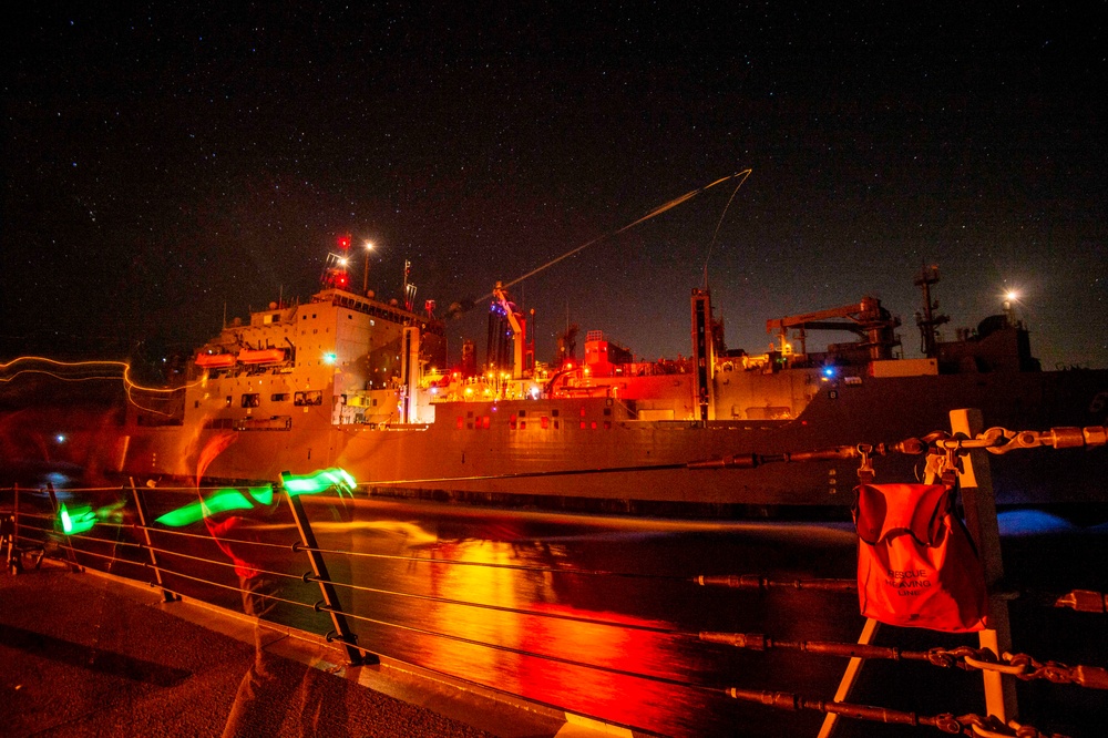 USS Paul Hamilton RAS with USNS Amelia Earhart