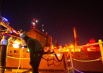 USS Paul Hamilton RAS with USNS Amelia Earhart