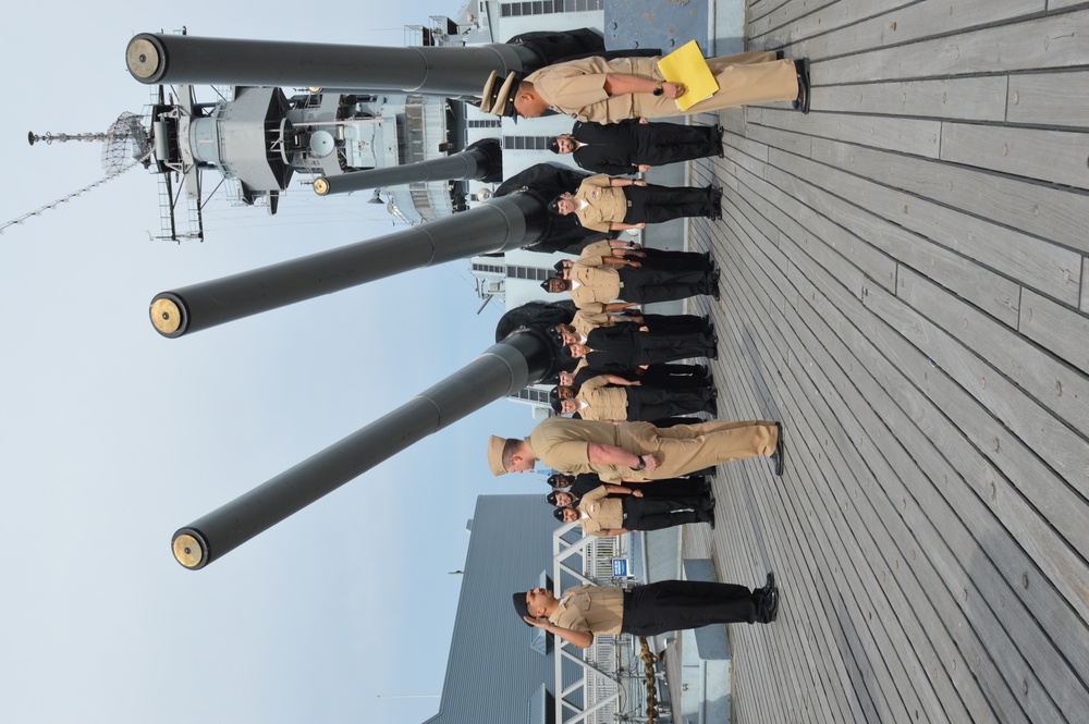 Naval Museum hosts a re-enlistment ceremony aboard Battleship Wisconsin