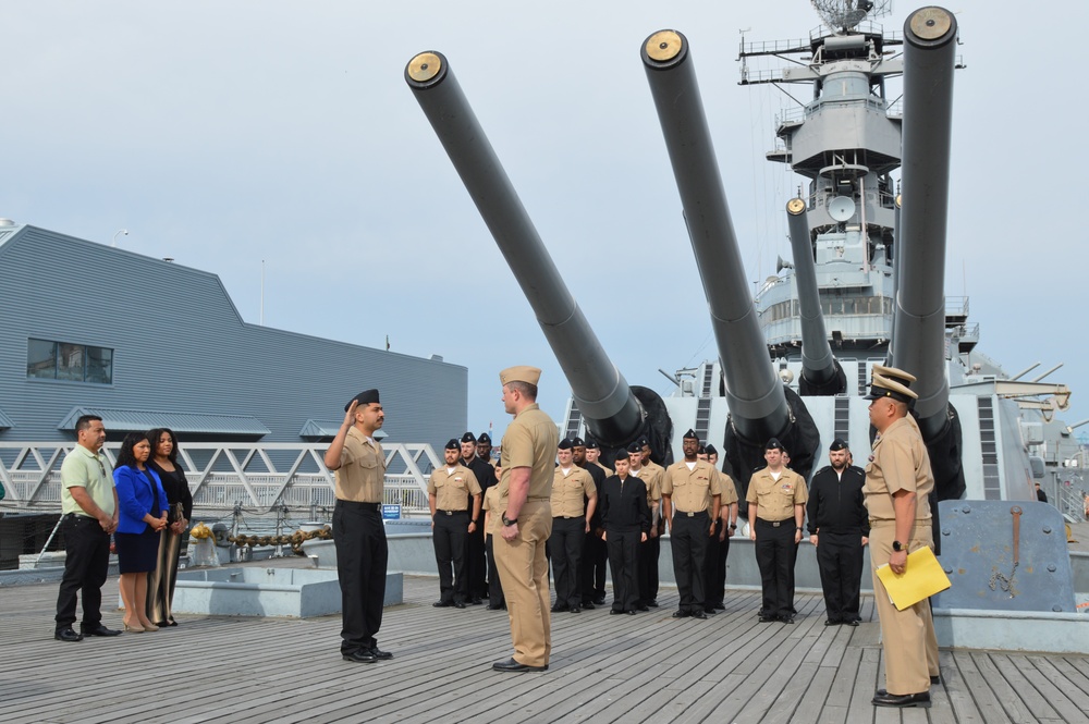 Naval Museum hosts a re-enlistment ceremony aboard Battleship Wisconsin