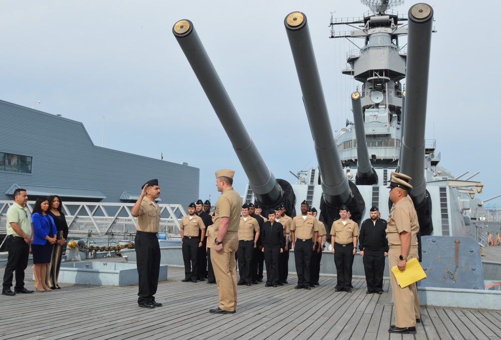 Naval Museum hosts a re-enlistment ceremony aboard Battleship Wisconsin