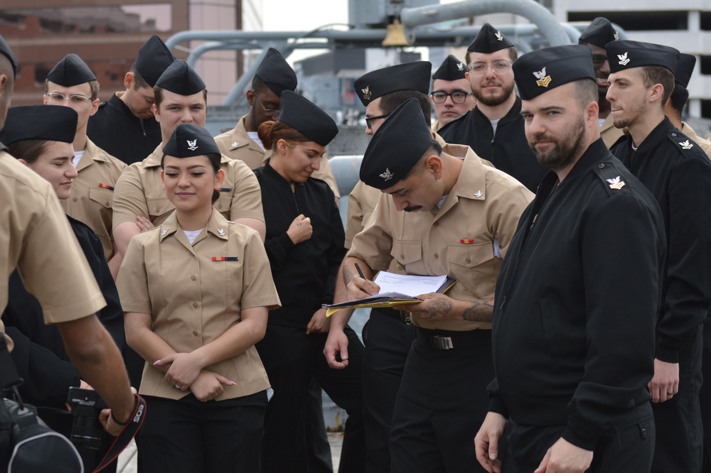 Naval Museum hosts a re-enlistment ceremony aboard Battleship Wisconsin