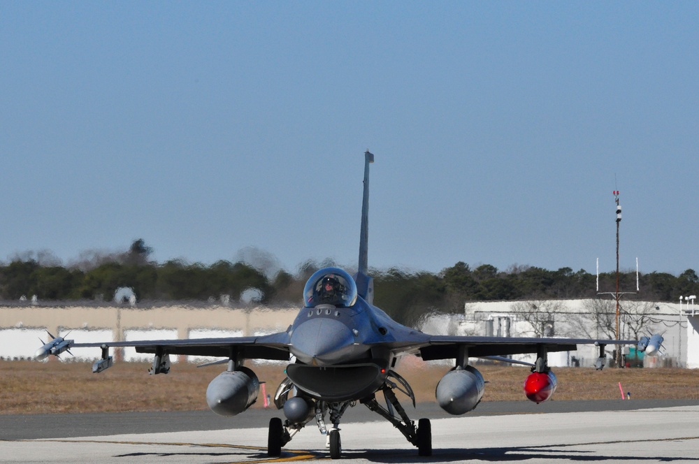 177th Fighter Wing F-16C+ taxis prior to take off, en route to Red Flag 23-2