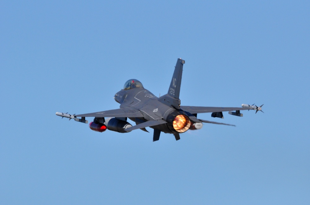 177th Fighter Wing F-16C+ taxis prior to take off, en route to Red Flag 23-2