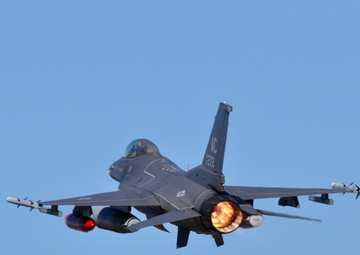 177th Fighter Wing F-16C+ taxis prior to take off, en route to Red Flag 23-2