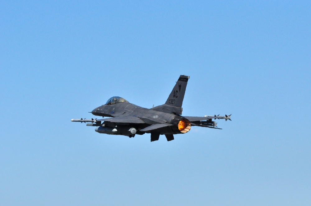 177th Fighter Wing F-16C+ Takes Off in Full Afterburner en route to Red Flag 23-2