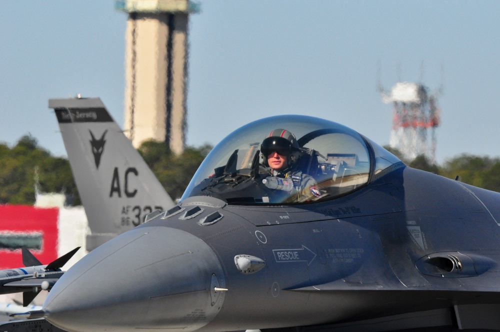 177th Fighter Wing F-16C+ taxis prior to take off, en route to Red Flag 23-2