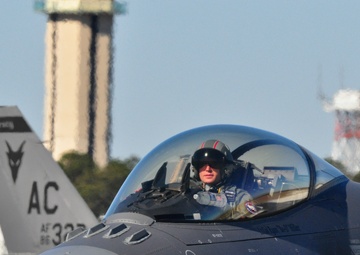 177th Fighter Wing F-16C+ taxis prior to take off, en route to Red Flag 23-2