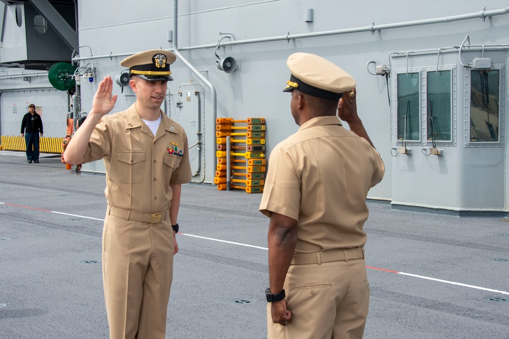 Promotion to Lieutenant Commander Aboard USS Boxer (LHD 4)