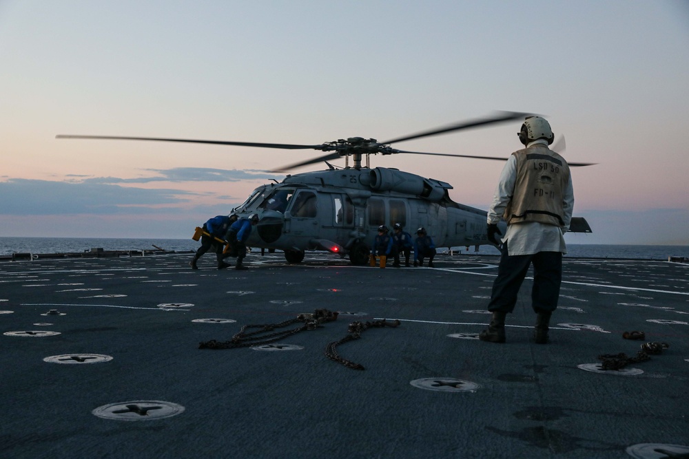 USS Carter Hall Conducts Flight Quarters