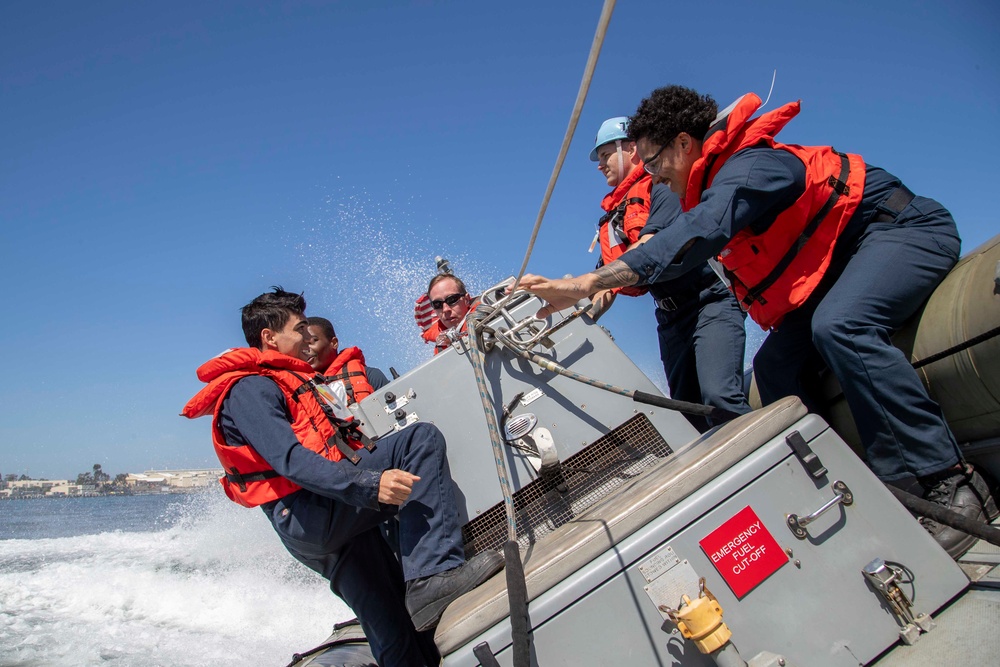 USS Abraham Lincoln Sailors conduct small boat operations