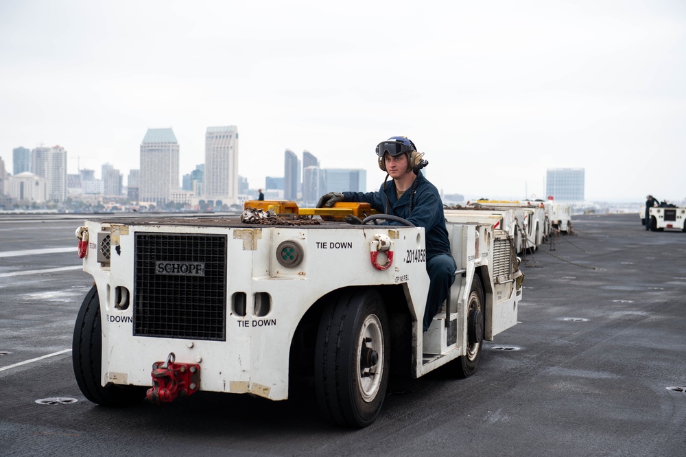 USS Carl Vinson (CVN 70) Sailors Conduct Flight Deck Maintenance