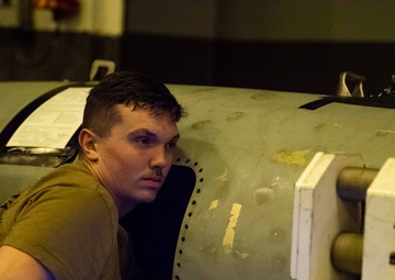Strike Fighter Squadron (VFA) 113 Sailor  Conducts Maintenance Aboard USS Carl Vinson (CVN 70)