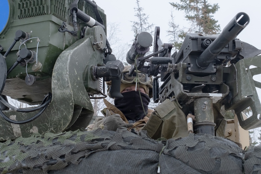 11th Airborne Soldier mans turret during JPMRC-AK 23-02